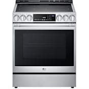 LG 30 Inch Wide 6.3 Cu. Ft. Smart Slide-In Electric Range with Convection and Air Sous Vide from the Studio Series PrintProof Stainless Steel